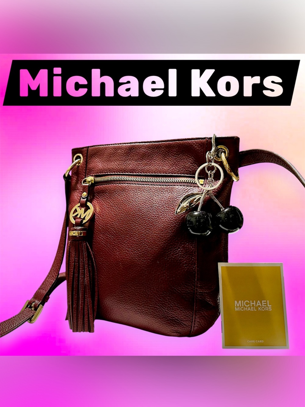Vintage Michael Kors Burgundy Leather Crossbody Bag soft leather dark red - Picture 3 of 17